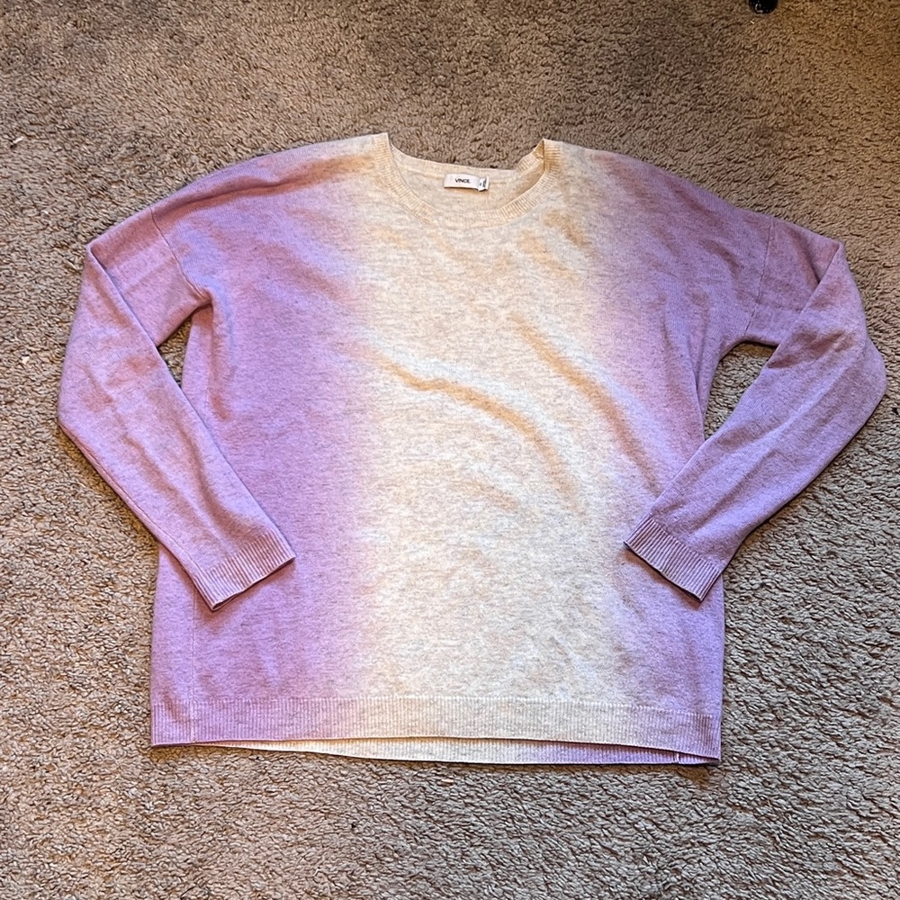 $365 VINCE Vertical Dip-Dye Cloud-Waterlily Sweater size XS